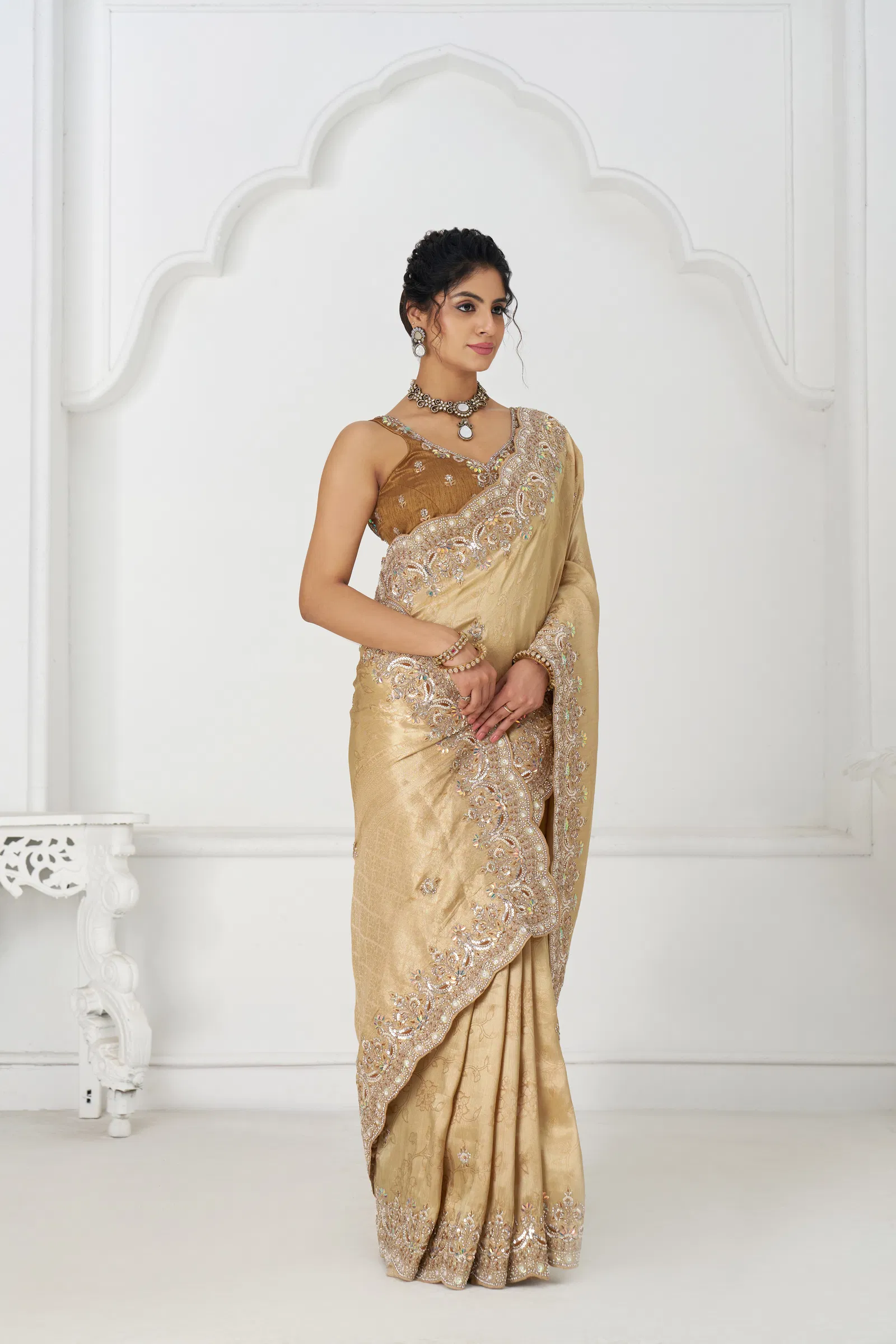 Kf 101 Golden Pure Dola Viscouse Silk Saree Wholesaler In Delhi
